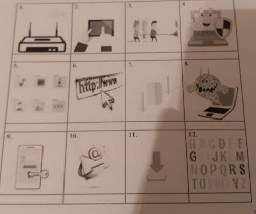 VOCABULARY1.1 Look at the pictures and write down the correct word below them.​