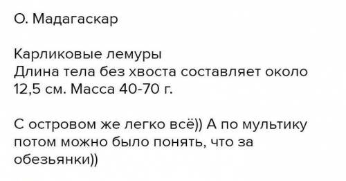 На большом острове, центральная часть которого расположена на 19°ю.ш. и 47°в.д., водятся самые мален