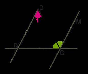 Известно, что в данной ситуации: DB=BC; DB∥MC; ∡BCM = 136°. Найди величину ∡1. (там, где DC линия ид