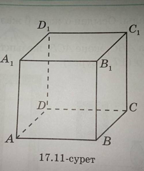 Кубтың көршілес жақтарының арасындағы екіжақты бұрыштарды табыңдар (17.11-сурет) ​