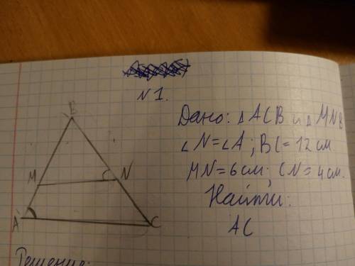 решить Задача на 1 признак подобия треугольников