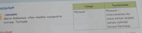 Мәтінді бойынша Қос жазбакүнделігін толтыр.Түсіндір. Үзінді. Түсініктемемузыка. музыка классикалық