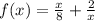 f(x)=\frac{x}{8}+\frac{2}{x}