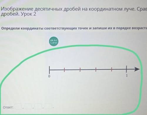 Изображение десятичных дробей на координатном луче. Сравнение десятичных дробей. Урок 2Определи коор