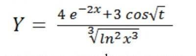 Формулу Y = (4e ^ (- 2x) + 3cos sqrt(t))/(root(3, ln^2 (x ^ 3))) написать в виде формулы понятной эл