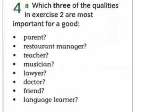 4 a Which three of the qualities in exercise 2 are most important for a good:​