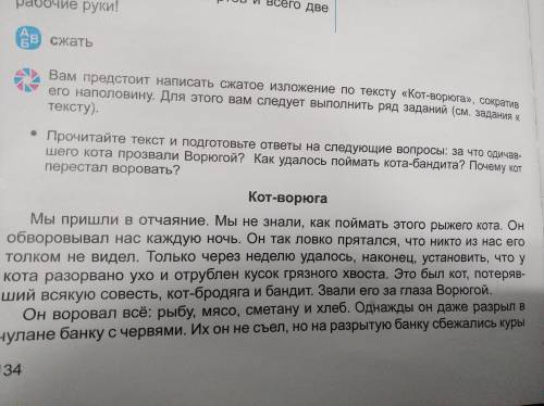 Найдите ключевые предложения(1-2) к тексту Кот-Ворюга. Заранее благодарю