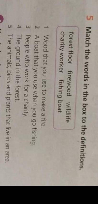 Math the words in the box to the definitions​