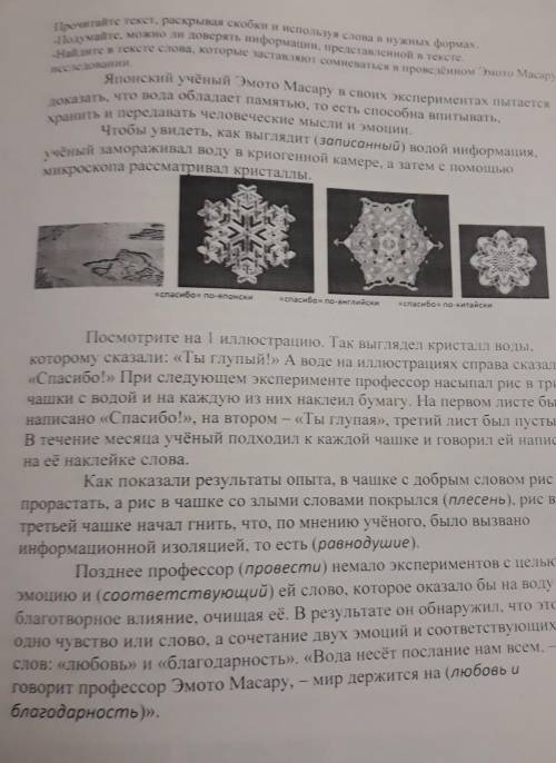 Напишите мини-эссе по теме Эксперименты Эмото Масару с водой – фантазии или реальность?. Опирайтес