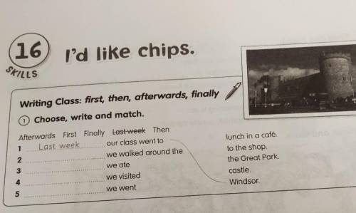 16 I'd like chips.SKILLSWriting Class: first, then, afterwards, finally1 Choose, write and match.Aft