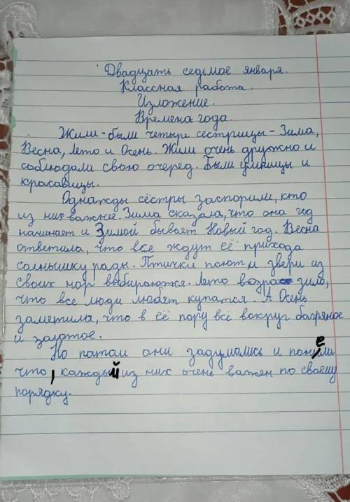 Послушай чтение учителя. составь сжатое изложение Времена года Жили-были четыре сестрицы - Зима, Вес