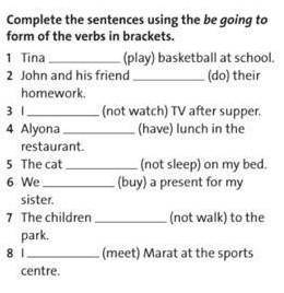 Complete the sentenses using the be going to from of the verbs in brasket​