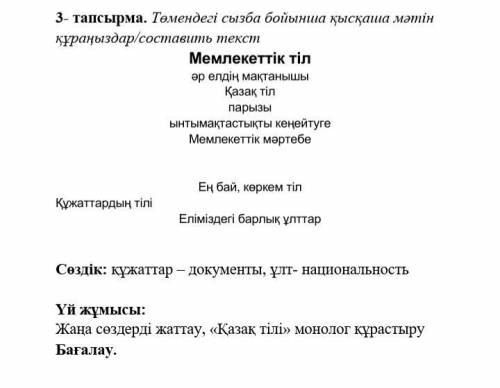 Төмендегі сызба бойынша қысқаша мәтін құраңыздар/составить текст