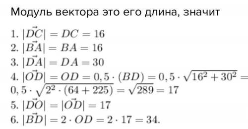 С рисунка данного прямоугольника ABCD определи модуль векторов. Известно, что длина сторон прямоугол