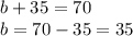 b + 35 = 70 \\ b = 70 - 35 = 35