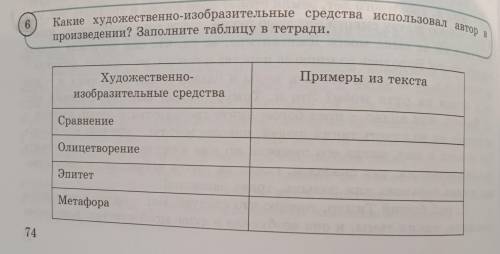 6 упр 74 стр 9 класс Русски язык . Художественно изобразительные средства Примеры из текста Сравнени