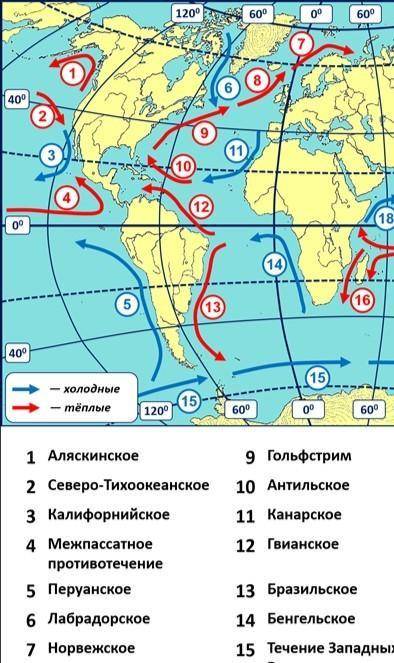 Все течения Северной Америки теплые и холодные