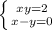 \left \{ {{xy=2} \atop {x-y=0}} \right.