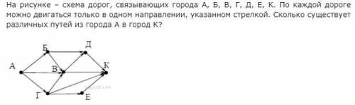 решить На рисунке — схема дорог, связывающих города А, Б, В, Г, Д, Е. По каждой дороге можно двигать