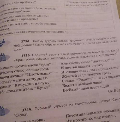 373Б. Прочитай выразительно стихотворение Агнии Барто. Какой образ грома, кукушки, листопада, родник