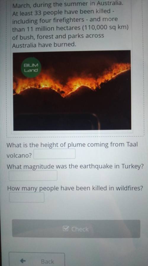 Global natural disasters Answer the following questions. Type in nomore than three words or/and a nu