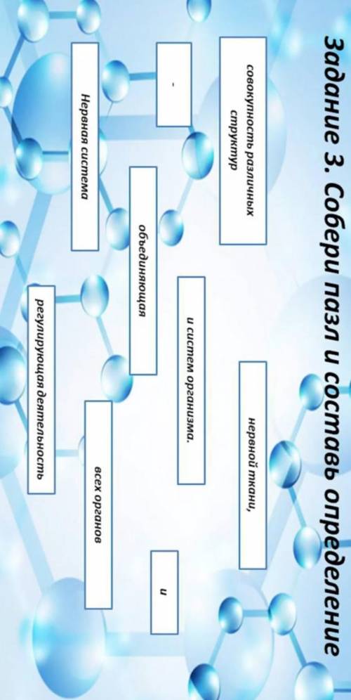 Задание 3. Собери пазл и составь определение совокупность различныхнервной ткани,структури систем ор