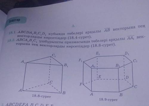 18.1 Провести векторы, равные вектору AB, через вершины куба ABCDA1B1C1D1​