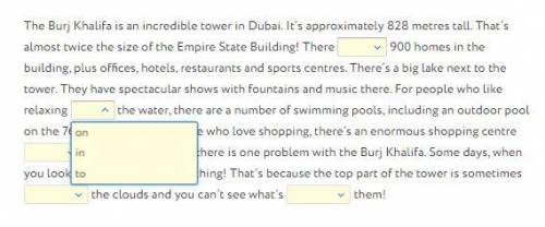 Read about a tower in Dubai. For each gap tick the correct word.