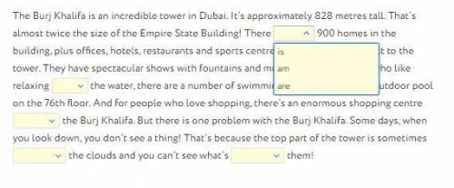 Read about a tower in Dubai. For each gap tick the correct word.