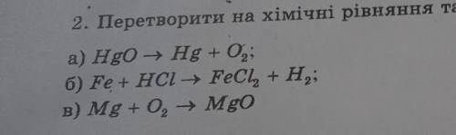 Перетворить на хімічні рівняння такі схеми​