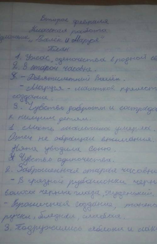 Написать изложение Валёк и Маруся План1. Ужас оденочества в родной семье .2. В старой часовне - Де