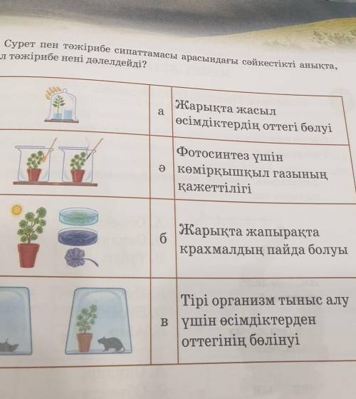 2. Суретпен тәжірибе сипаттамасы арасындағы сәйкестікті анықтабұл тәжірибе нені дәлелдейді?​