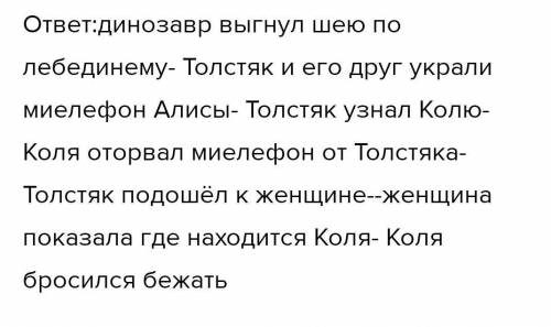 13) Составьте сюжетную линию 14-й главы, соблюдая логическую цепочку. инициаль Алиса на бронтозавре