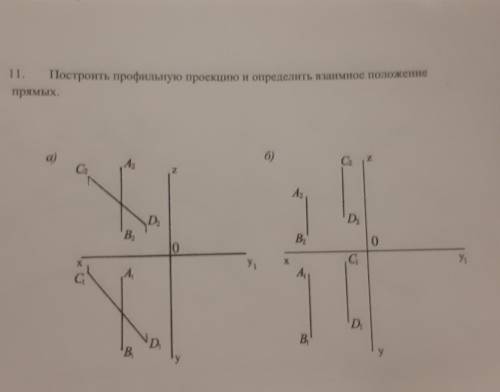 Построить профильную проекцию и определить взаимное положение прямых ​