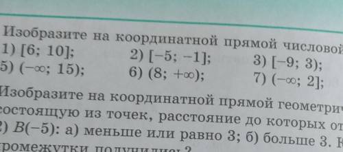 Изобразите на координатной прямой числовой промежуток2) 4) 5) 7)​