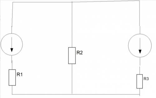 В цепи определить токи в цепях, если Е1=140В; Е2=100В, R1=8Ом, R2=10Ом, R3=12Ом. Составить уравнение