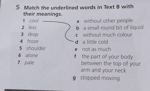 5 Match the underlined words in Texttheir meanings 1 coola without other peopleb) a small round bit