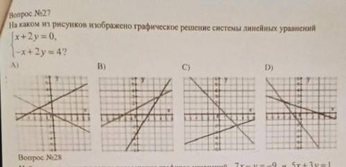 ‼️‼️‼️‼️‼️‼️‼️на каком из рисунков изображено графическое решение системы линейных уравнений {х+2у=0