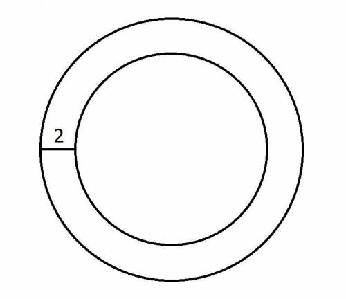 Обхват меньшего круга равен 61 см. Вычислите обхват большего круга, если расстояние между ними 2 см.
