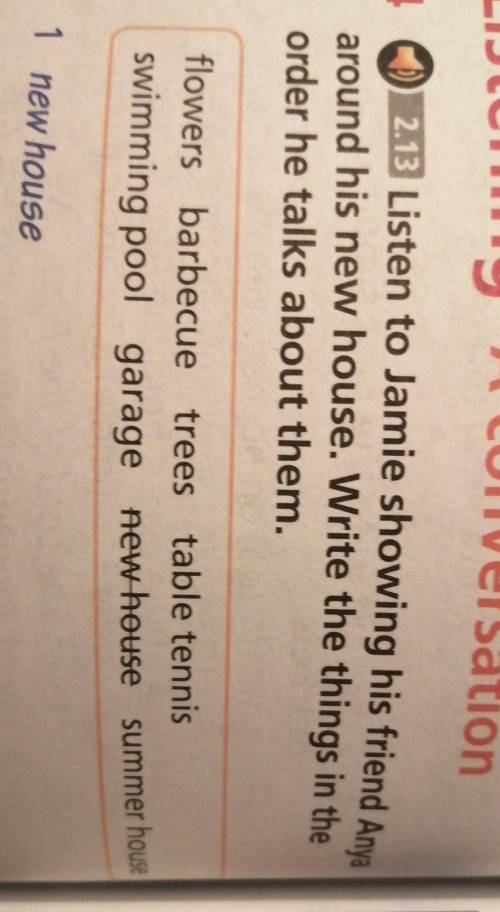 Listening A conversation4 2.13 Listen to Jamie showing his friend Anyaaround his new house. Write th