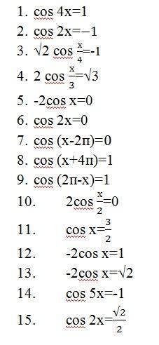 Решить уравнения. тема cos x=a. ( )