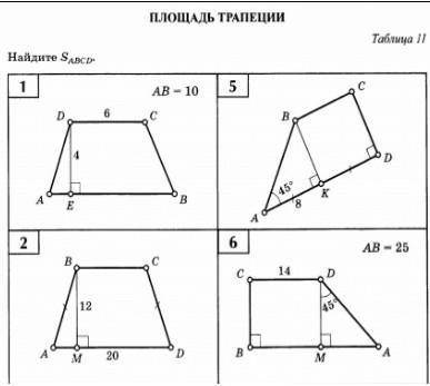 Площадь трапеции Найдите Sabcd надо 5 и 6 остальное не надо. Заранее