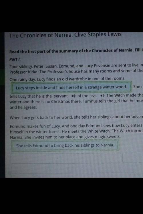 The Chronicles of Narnia, Clive Staples Lewis Read the first part of the summary of the Chronicles o