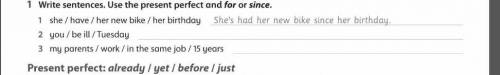 Write the sentences .Use the present perfect for or since ​