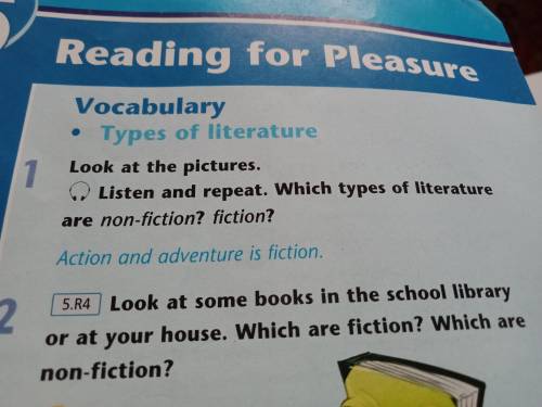 1 Look at the pictures. Listen and repeat. Which types of literature are non-fiction? fiction? Actio