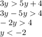 3y5y+4\\3y-5y4\\-2y4\\y