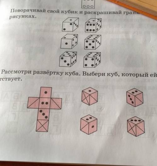 2. Рассмотри развёртку куба. Выбери куб, который ей соот-ветствует.31​