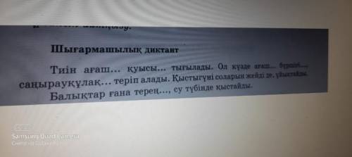 Шығармашылық диктант Тиін ағаш... қуысы... тығылады. Ол күзде аrе tо саңырауқұлақ... теріп алады. Қы