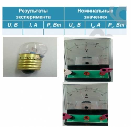 ЭТО нужно снять показания амперметра и вольтметра, и занести результаты в таблицу.записать номинальн