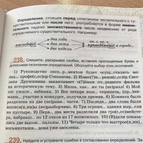 Спишите, раскрывая скобки, вставляя пропущенные буквы и дописывая окончания определений. Обоснуйте в